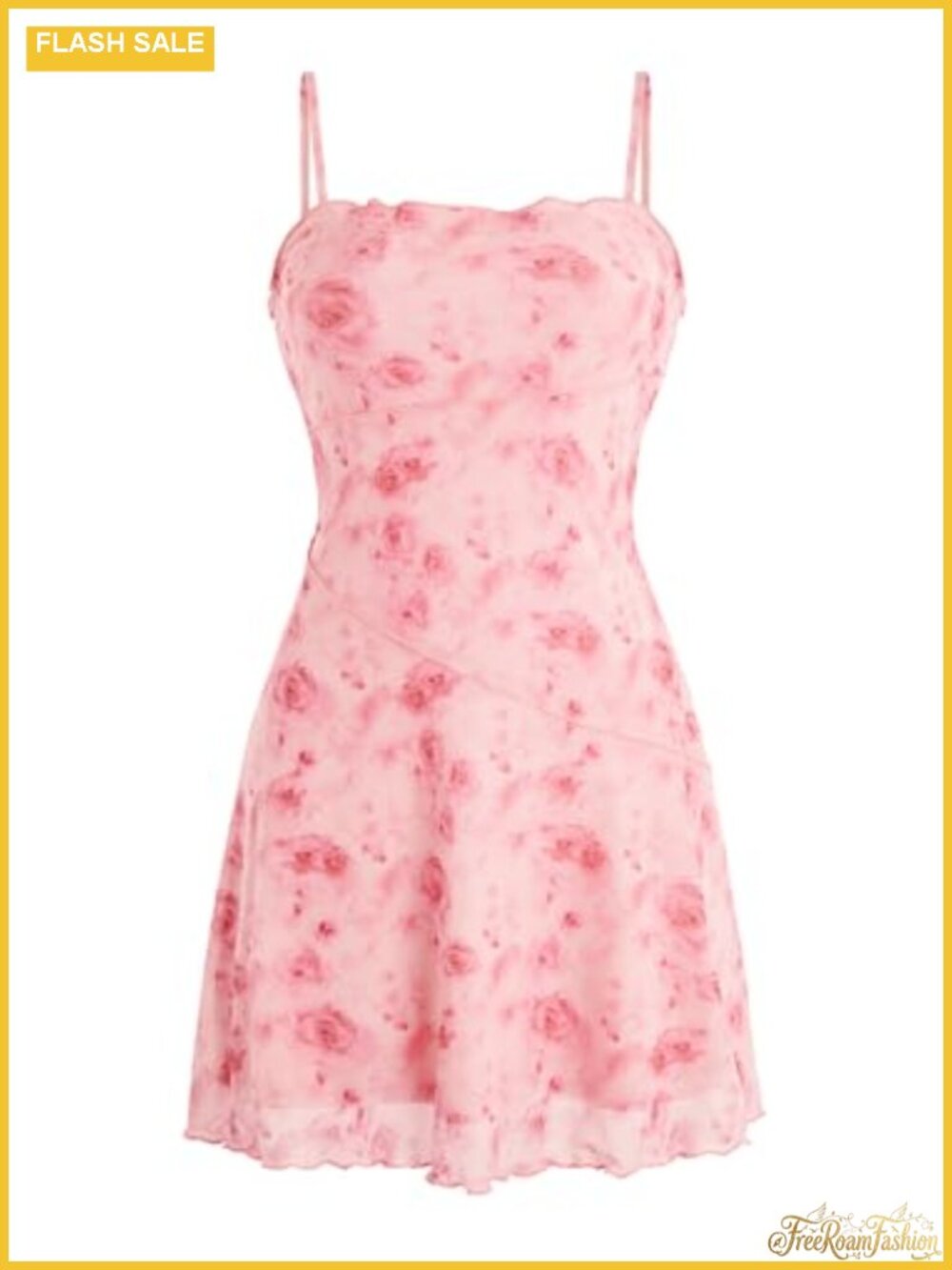 Women's Floral Spaghetti Strap Mesh Mini Sundress Sleeveless Y2K Gothic Dresses